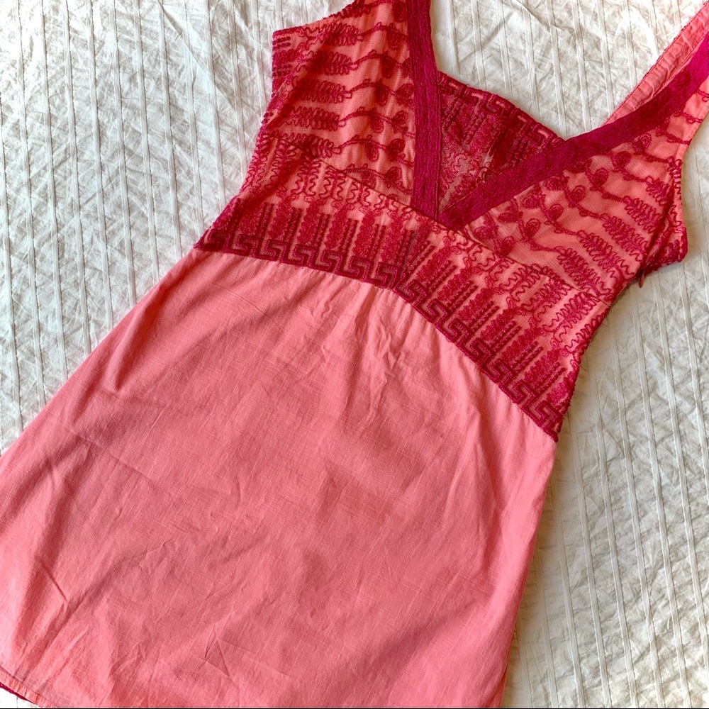 FREE PEOPLE Mesh Embroidered Mini Dress